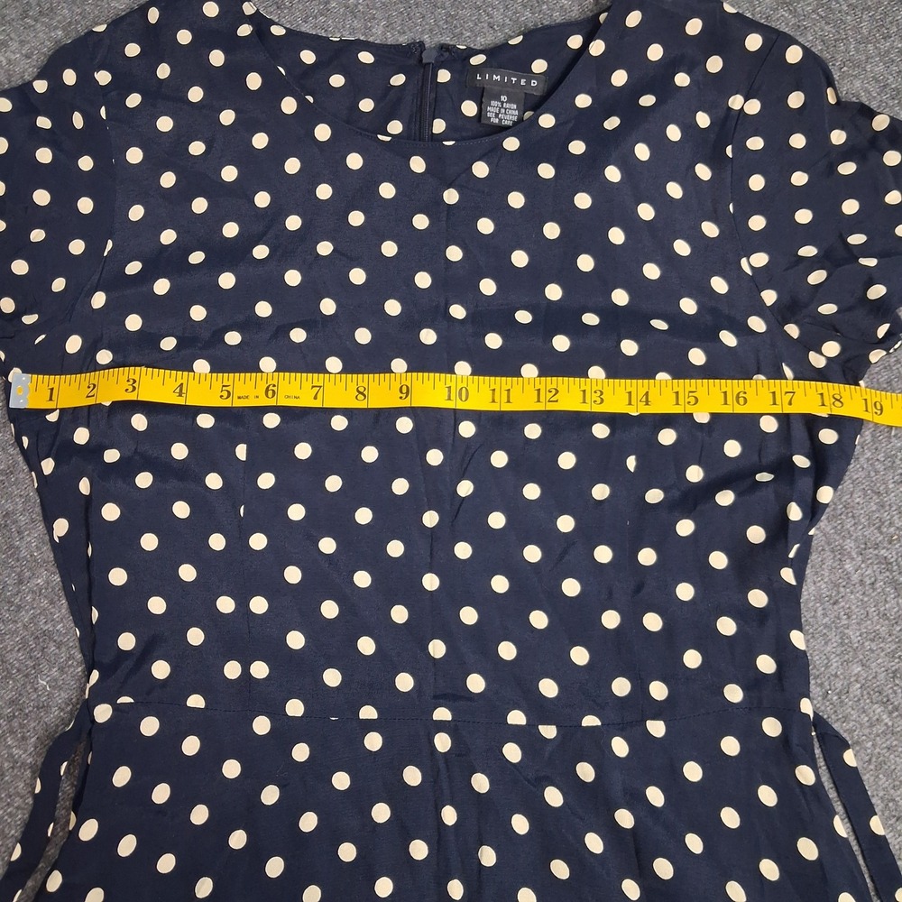 The Limited Navy Blue Polka Dot Maxi Dress Short Sleeve Rayon Sz 10 VTG Style - Picture 5 of 14